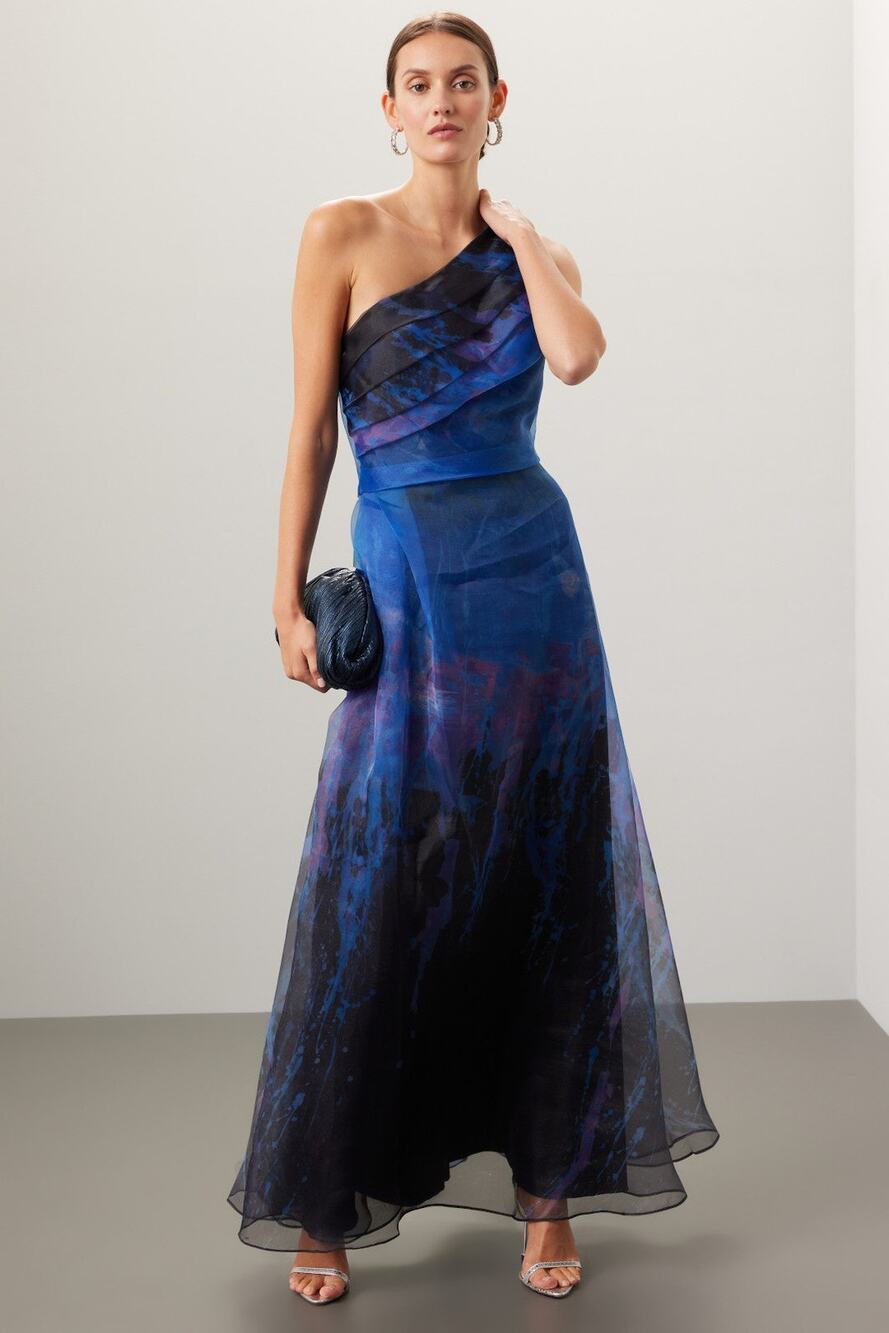 Rene Ruiz Collection Blue Organza Gown - Size 8
